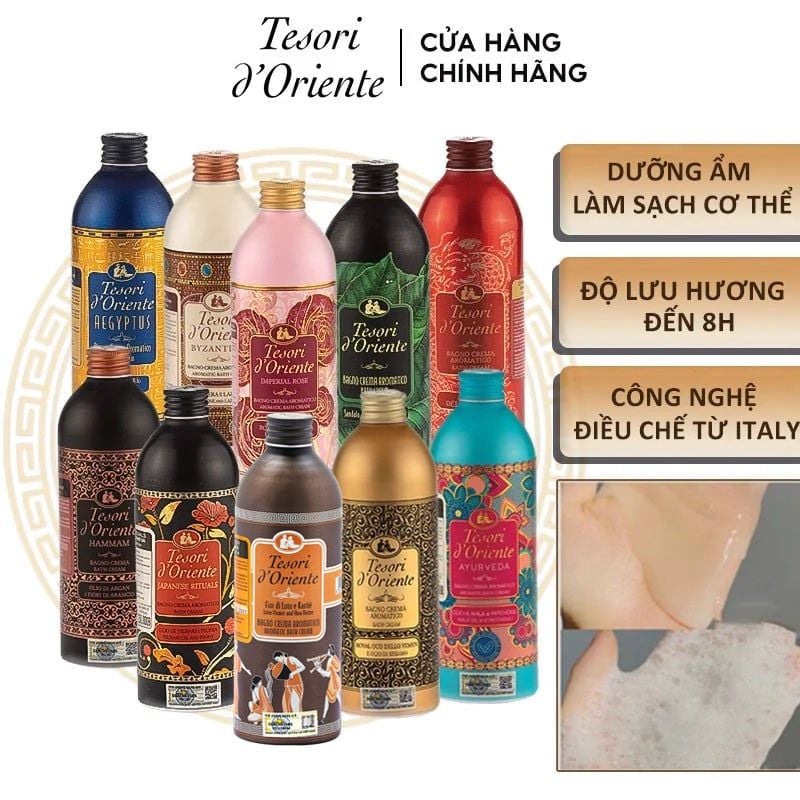 Sữa Tắm Tesori d'Oriente Hương Nước Hoa Ý Nhiều Mùi Aromatic Bath Cream