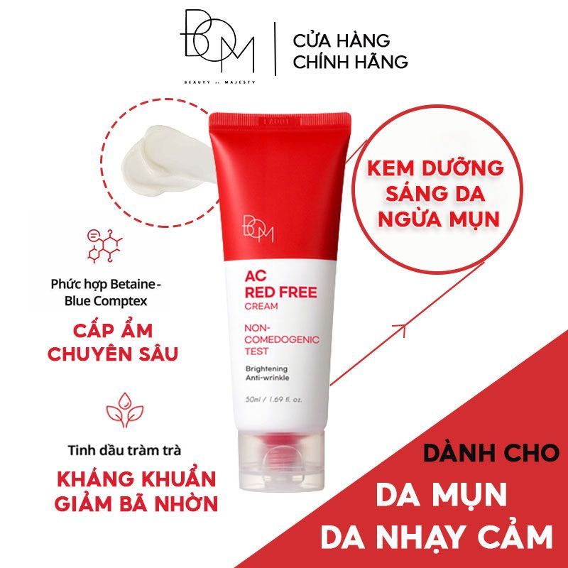 Kem Dưỡng Hỗ Trợ Làm Sáng Da, Giảm Mụn B.O.M AC Red Free Cream 50ml