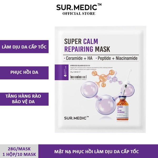  Mặt Nạ Sur.Medic+ Hỗ Trợ Phục Hồi, Làm Dịu Da Super Calm Repairing Mask 28g 