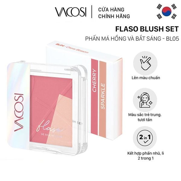  Phấn Má Hồng Và Bắt Sáng Vacosi Flaso Blush Set 8.3g 