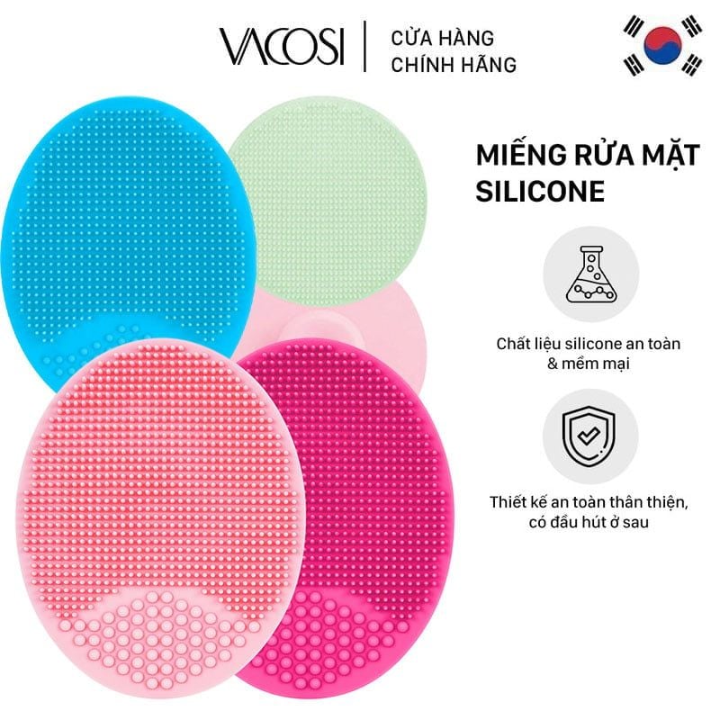 Miếng Rửa Mặt Đa Năng, Làm Sạch Da Vacosi Silicone Cleanser