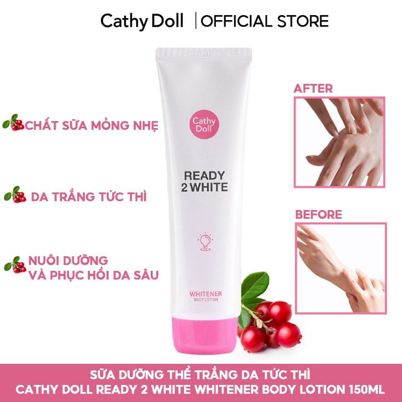 Sữa Dưỡng Thể Trắng Da Tức Thì Cathy Doll Ready 2 White Whitener Body Lotion 150ml