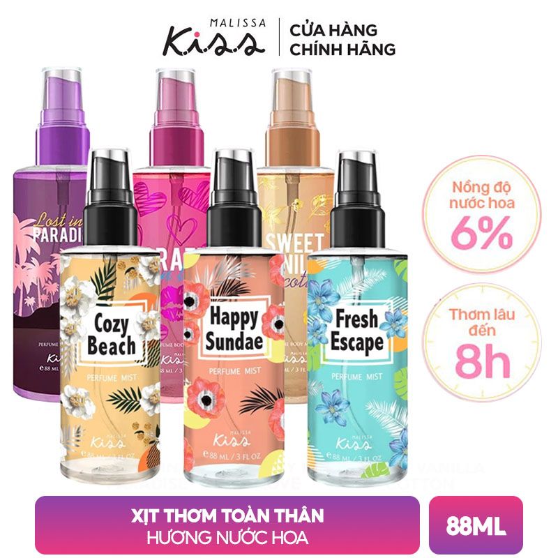 Xịt Thơm Toàn Thân Hương Nước Hoa Malissa Kiss Body Mist 88ml