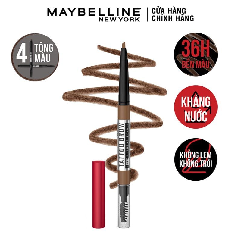 Chì Kẻ Mày Lâu Trôi, Dễ Kẻ, Lên Màu Chuẩn Maybelline Tattoo Brow Up To 36H Pigment Pencil 0.25g