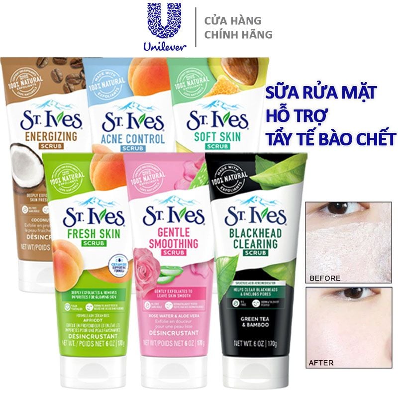 Sữa Rửa Mặt ST.IVES Tẩy Da Chết Chiết Xuất Thiên Nhiên