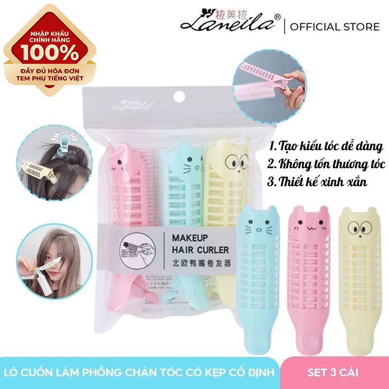 [NHẬP KHẨU] Set 3 Lô Cuốn Tóc Làm Phồng Chân Tóc Có Kẹp Cố Định Lameila C261 (Màu Ngẫu Nhiên)