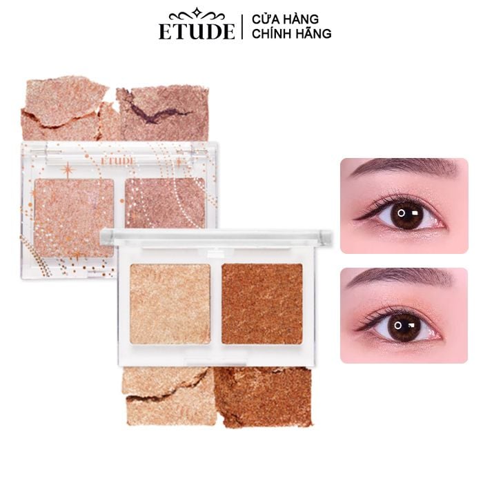 [Glittery Snow] Phấn Mắt Hai Ô Ánh Nhũ Lấp Lánh, Mềm Mịn Etude Glittery Snow Air Mousse Palette