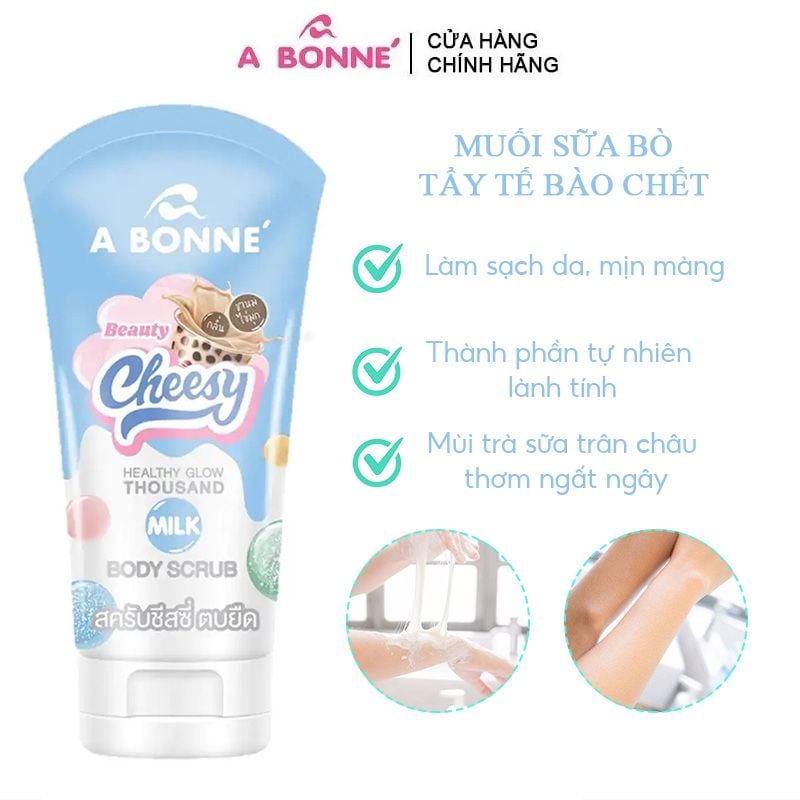 Muối Tắm Tẩy Tế Bào Chết A Bonne Làm Sáng Da Beauty Cheesy Healthy Glow Thousand Milk Body Scrub 150g