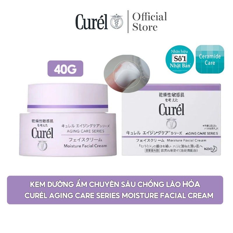 Kem Dưỡng Ẩm Chuyên Sâu, Làm Chậm Lão Hóa Curél Aging Care Series Moisture Facial Cream 40g