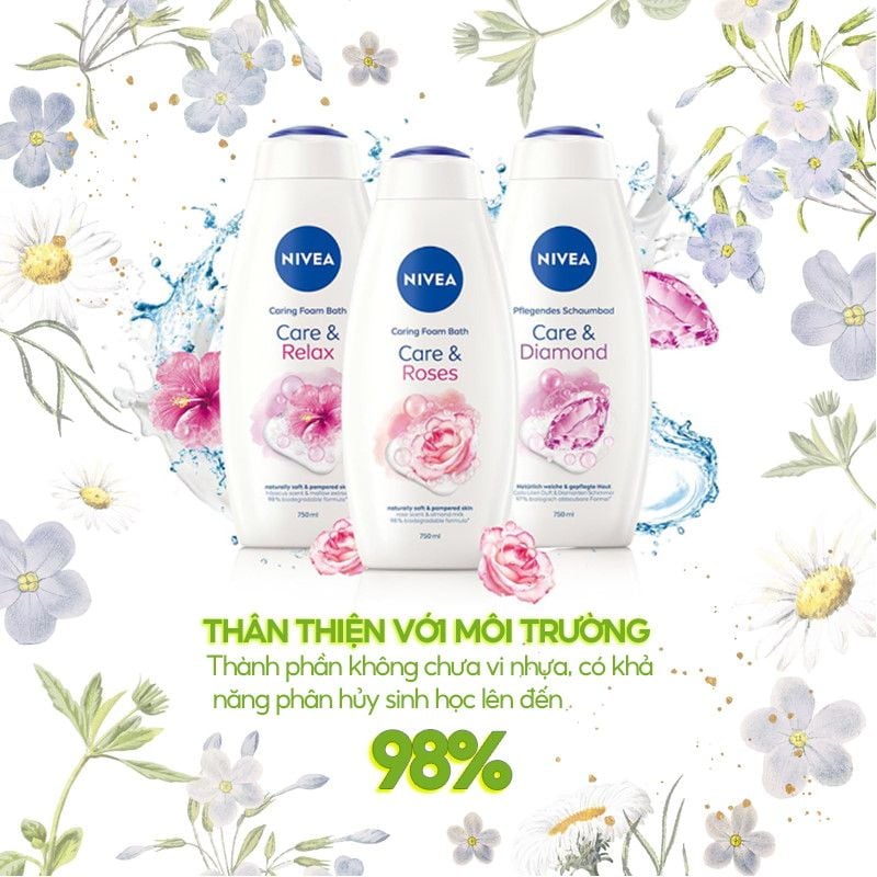 [750ml] Sữa Tắm Nivea Dưỡng Da Hương Hoa Care & Roses