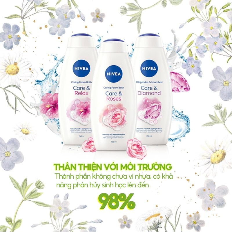 [750ml] Sữa Tắm Dưỡng Da Hương Hoa Nivea Care & Roses