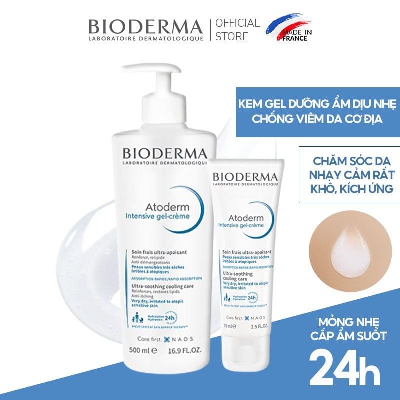 Kem Dưỡng Ẩm Làm Dịu Dạng Gel Cho Da Rất Khô Đến Viêm Da Cơ Địa Bioderma Atoderm Intensive Gel-Creme