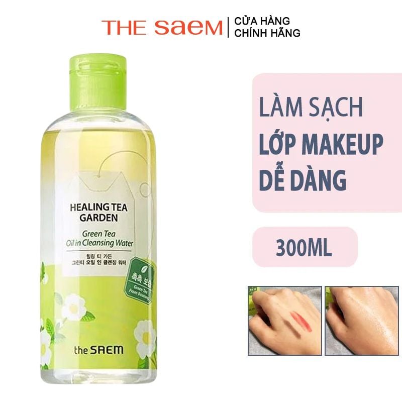 Nước Tẩy Trang The Saem Chứa Tinh Dầu Chiết Xuất Trà Xanh Healing Tea Garden Green Tea Oil In Cleansing Water 300ml