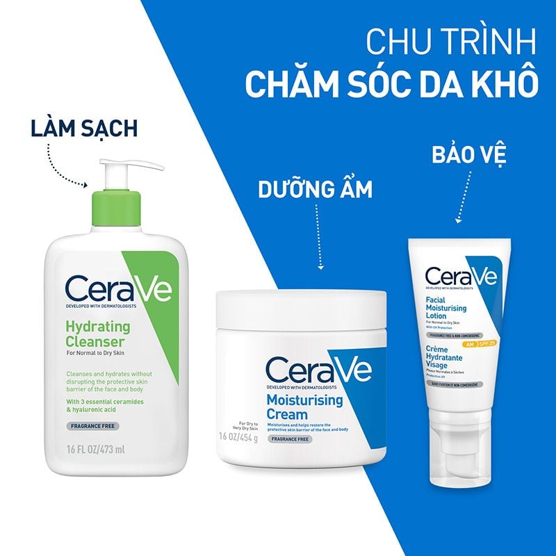 Sữa Rửa Mặt Cerave Dưỡng Ẩm, Làm Sạch Sâu Dành Cho Da Thường & Da Khô Developed With Dermatologists Hydrating Cleanser