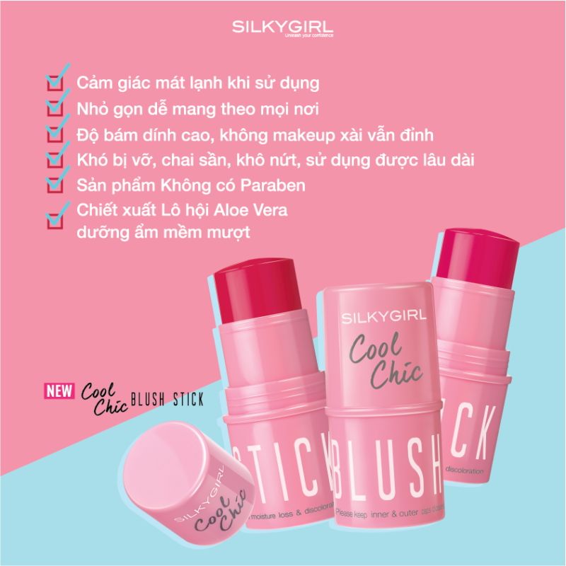 Phấn Má Hồng Dạng Thỏi Xinh Xắn Silkygirl Cool Chic Blush Stick 4g