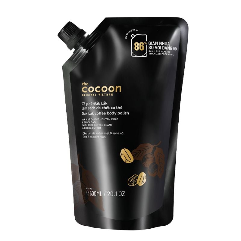 [Túi 600ml] Tẩy Da Chết Body Làm Đều Màu Da Và Dưỡng Mịn Da Chiết Xuất Cà Phê Dak Lak Cocoon Dak Lak Coffee Body Polish