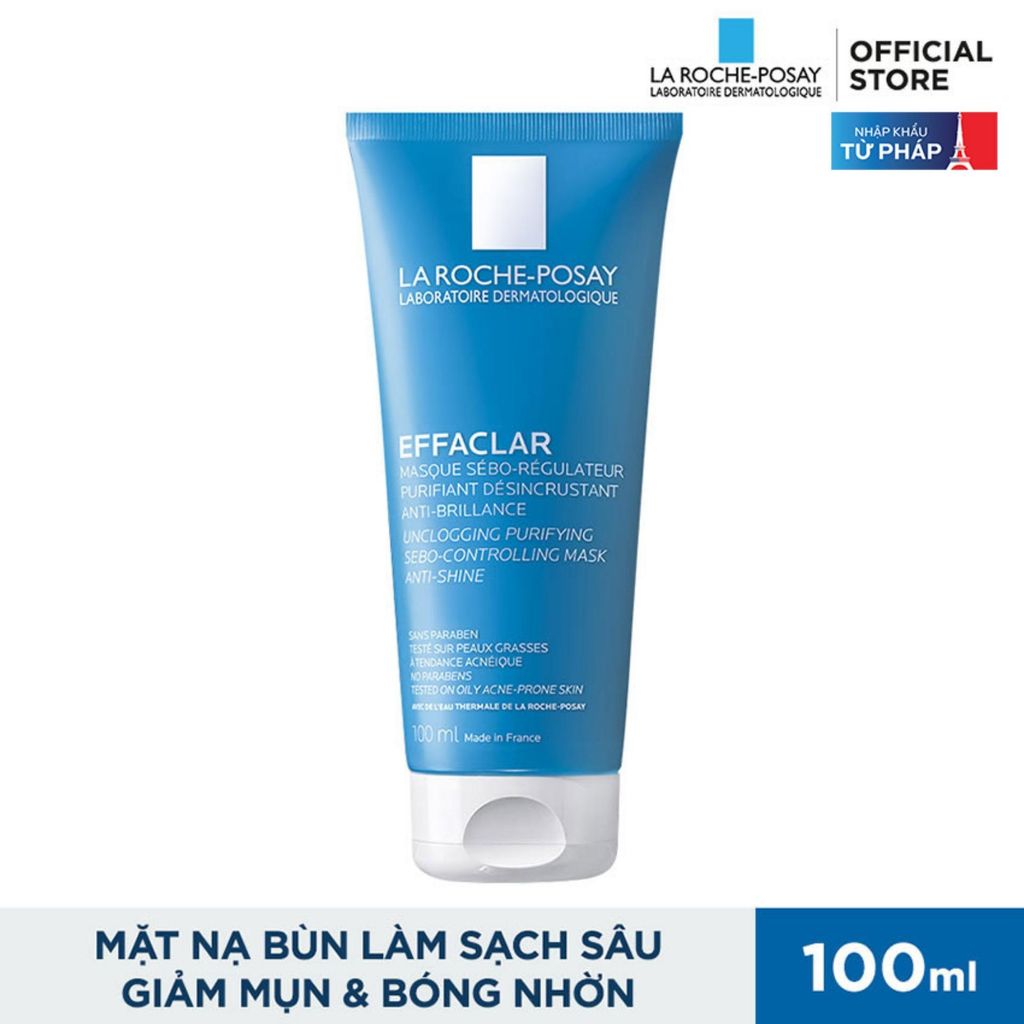 Mặt Nạ Bùn Làm Sạch Sâu, Giảm Mụn & Bóng Nhờn La Roche-Posay Effaclar Unclogging Purifying Sebo-Controlling Mask Anti-Shine 100ml