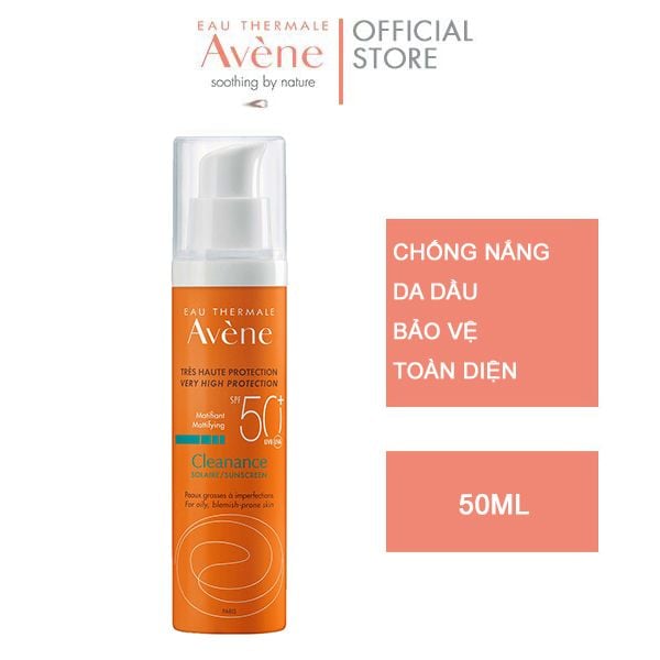 Kem Chống Nắng Avène Bảo Vệ Rất Cao Cho Da Nhờn Mụn Cleanance Sunscreen Very High Protection SPF50+ 50ml