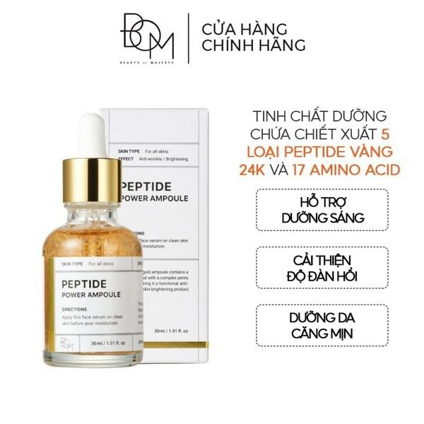  Serum B.O.M Chiết Xuất Vàng 24K Hỗ Trợ Làm Sáng Da Peptide Power Ampoule 30ml 