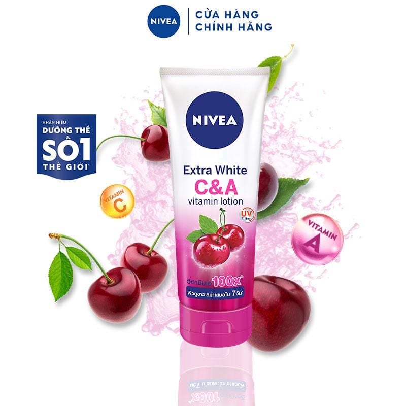 [180ml] Sữa Dưỡng Thể Nivea Giúp Da Căng Mượt, Hỗ Trợ Trắng Da Extra Bright Vitamin Lotion C&E 180ml