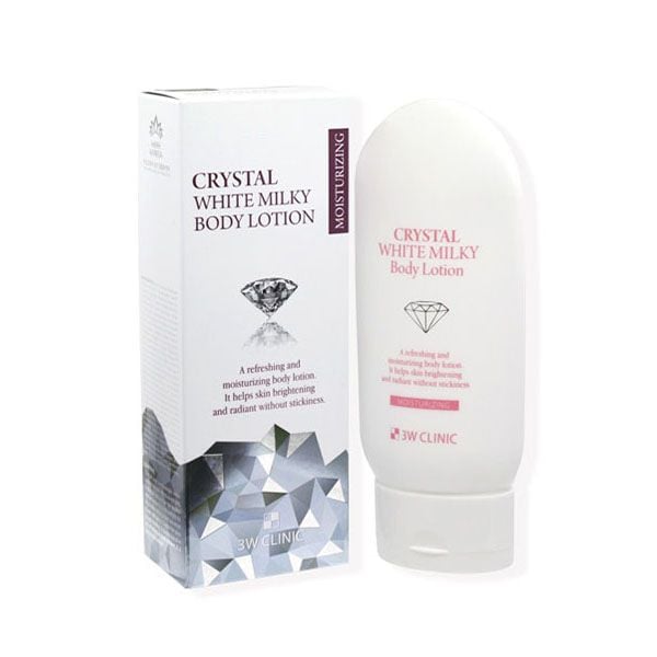 Kem Dưỡng Ẩm Toàn Thân 3W Clinic, Nâng Tông Tự Nhiên Crystal White Milky Body Lotion 150g