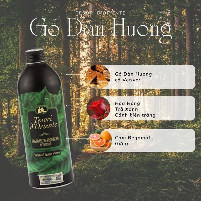 Sữa Tắm Tesori d'Oriente Hương Nước Hoa Ý Nhiều Mùi Aromatic Bath Cream