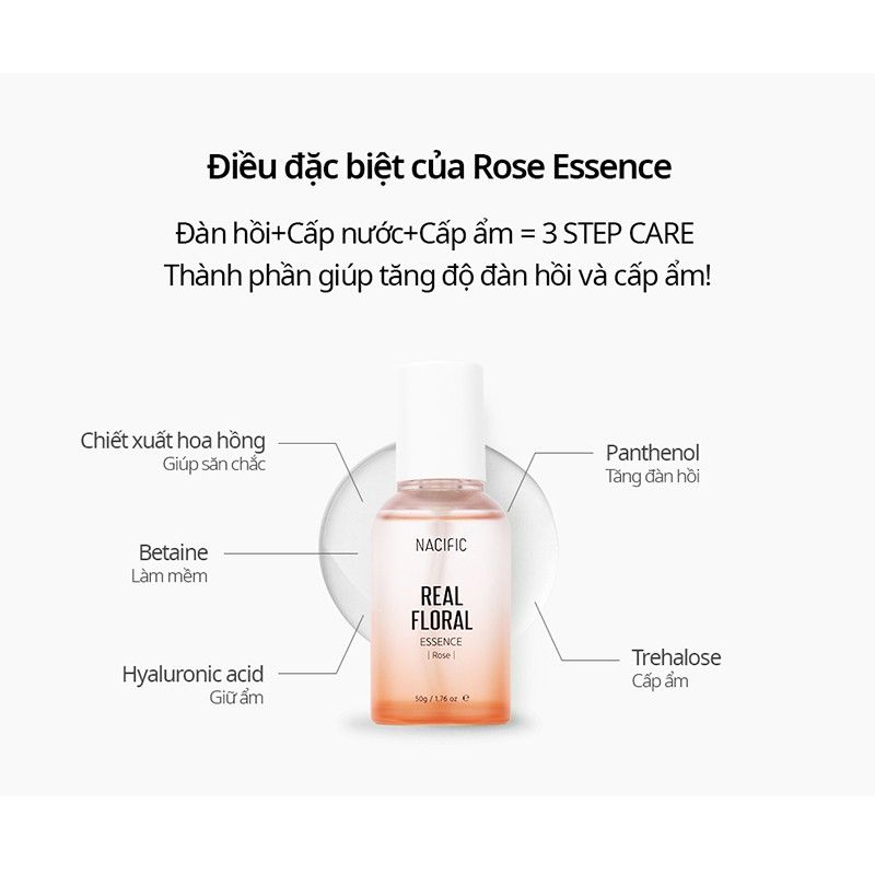 Serum NACIFIC Tinh Chất Dưỡng Ẩm, Ngăn Lão Hóa Chiết Xuất Hoa Hồng NACIFIC Real Floral Essence Rose 50g