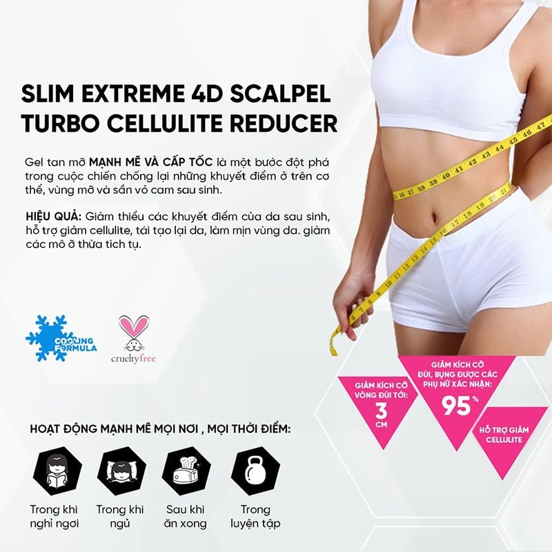 Gel Tan Mỡ  Eveline Cosmetics Căng Da Cấp Tốc Slim Extreme 4D Scalpel Turbo Cellulite Reductor 250ml