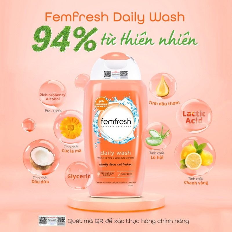 Dung Dịch Vệ Sinh Phụ Nữ Dưỡng Ẩm Cân Bằng Độ pH Femfresh Daily Intimate Wash (Che tên sản phẩm khi giao hàng)