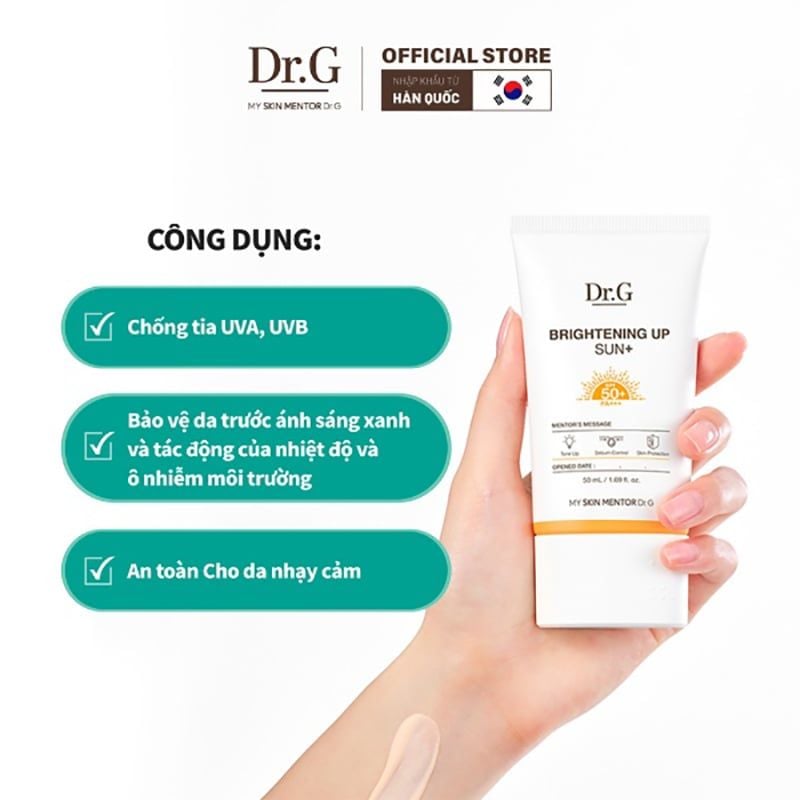 Kem Chống Nắng Dr.G Dưỡng Sáng Da, Nâng Tông Tự Nhiên, Kiểm Soát Dầu Brightening Up Sun+ SPF50+ PA+++