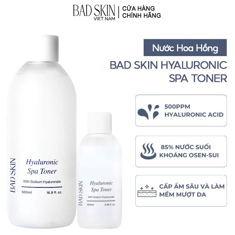 Nước Hoa Hồng Cấp Ẩm BAD SKIN Hyaluronic Spa Toner