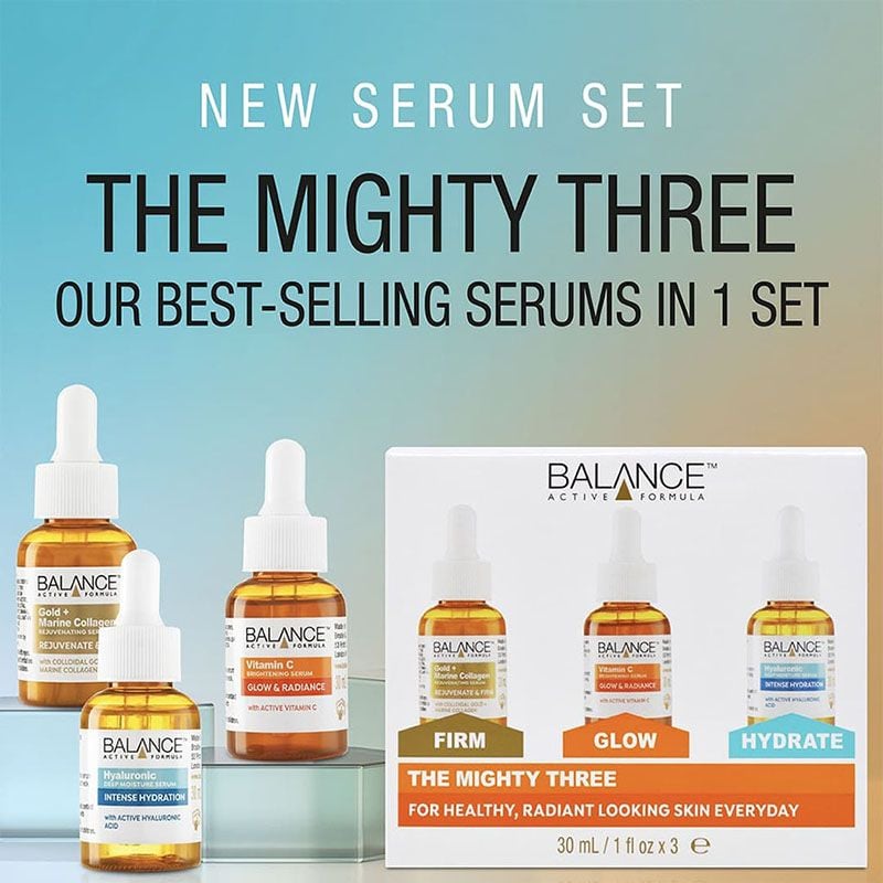 [Set 3 chai x 30ml] Set Serum Balance Active Formula Dưỡng Ẩm The Mighty Three Serum