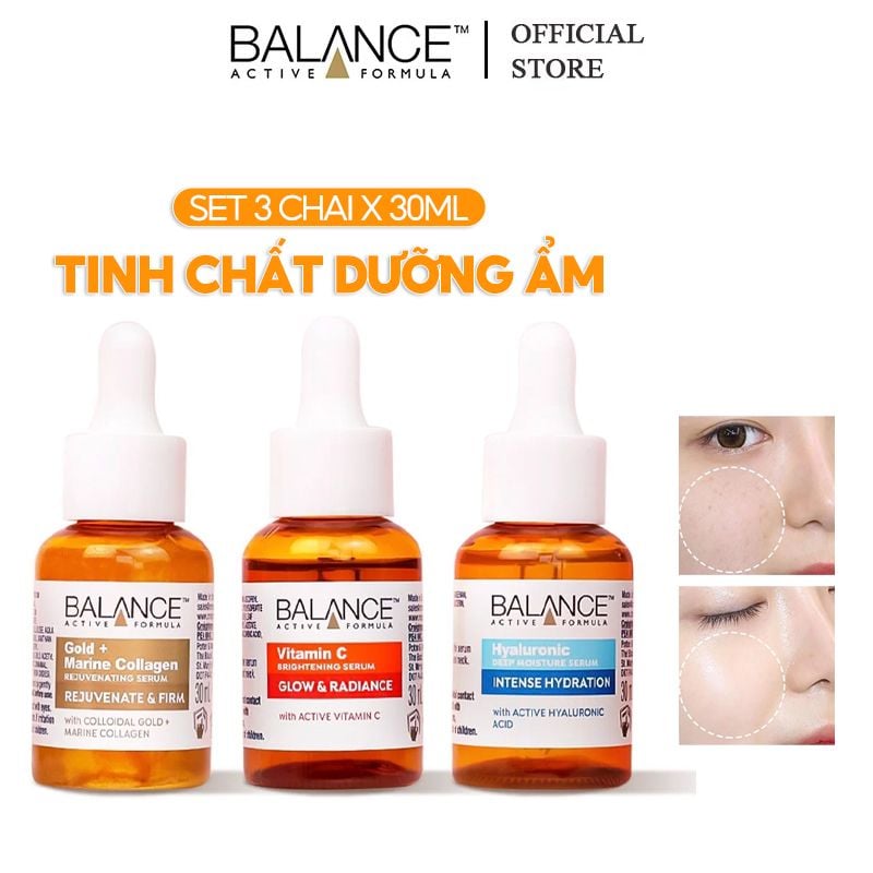 [Set 3 chai x 30ml] Set Serum Balance Active Formula Dưỡng Ẩm The Mighty Three Serum