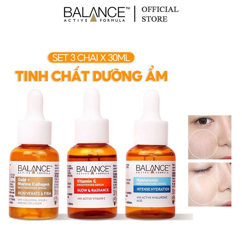 [Set 3 chai x 30ml] Set Serum Balance Active Formula Tinh Chất Dưỡng Ẩm Balance Active Formula The Mighty Three Serum