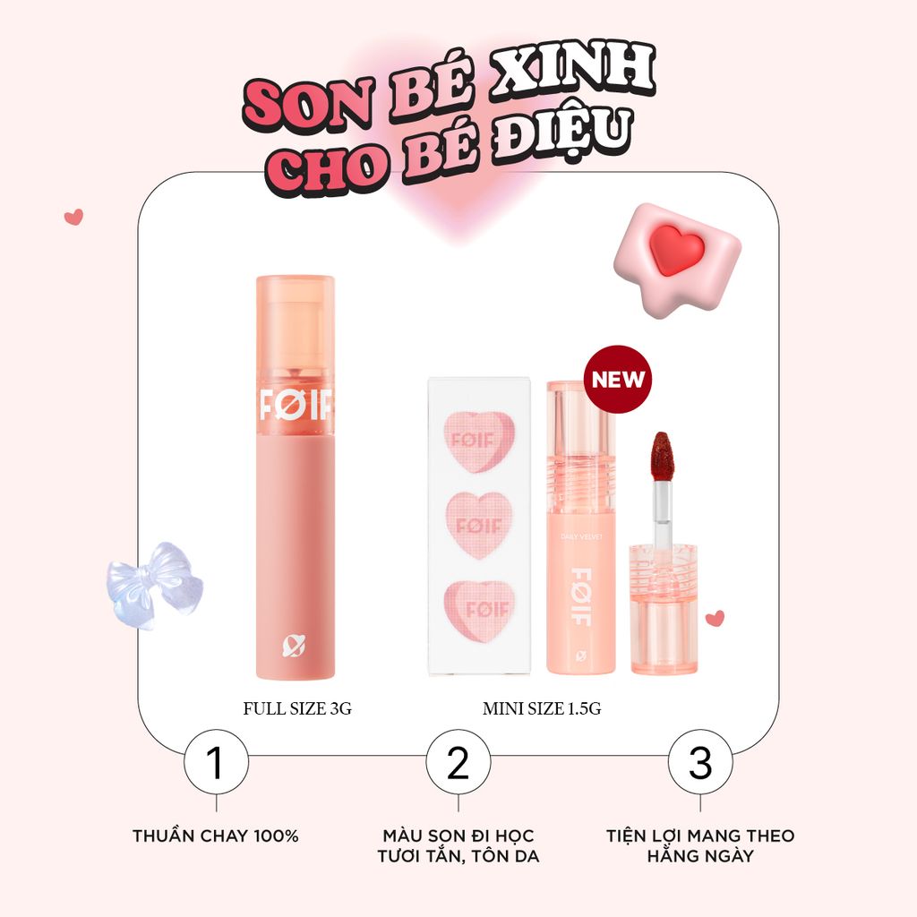 [FOIF by MERZY] Son Kem Lì Hàn Quốc Thuần Chay, Mịn Mượt Lâu Trôi Foif Daily Velvet Tint 3g