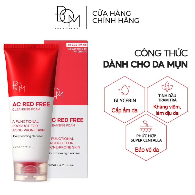 Sữa Rửa Mặt Tạo Bọt Ngừa Mụn B.O.M AC Red Free Cleansing Foam 150ml