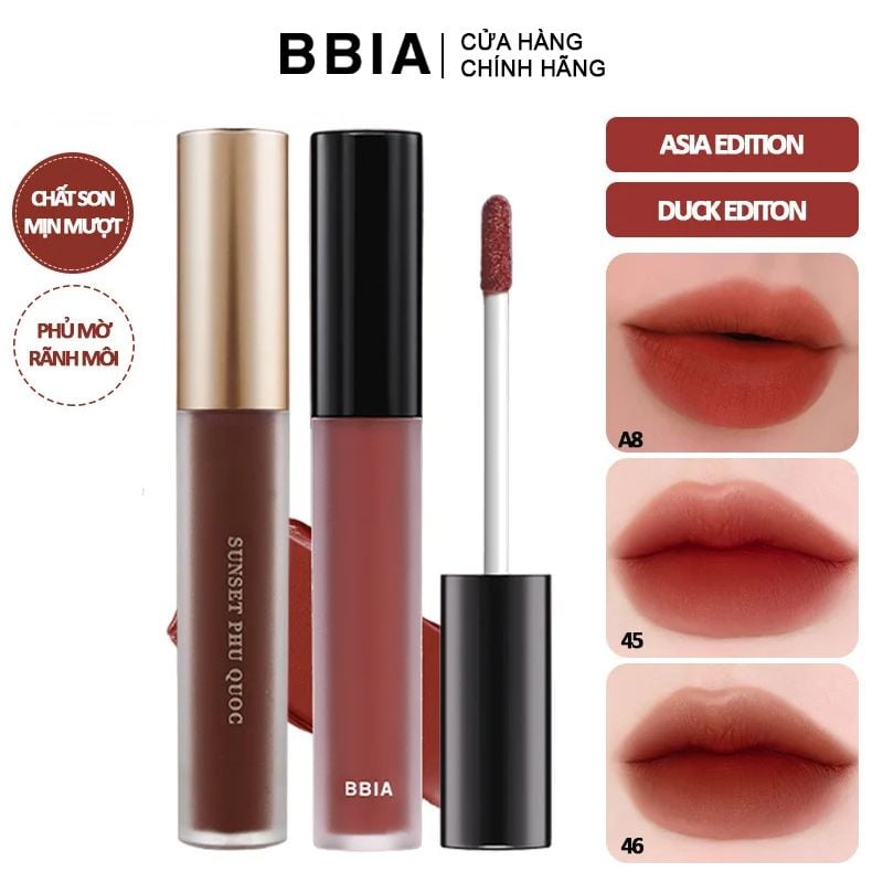 [DUCK EDITON & ASIA EDITON] Son Kem Lì, Lên Màu Chuẩn Bbia Last Velvet Lip Tint 5g