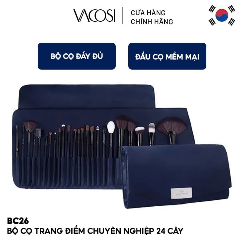 Bộ Cọ Trang Điểm Chuyên Nghiệp Vacosi Master Face Brush Set (24 Cây) - BC26