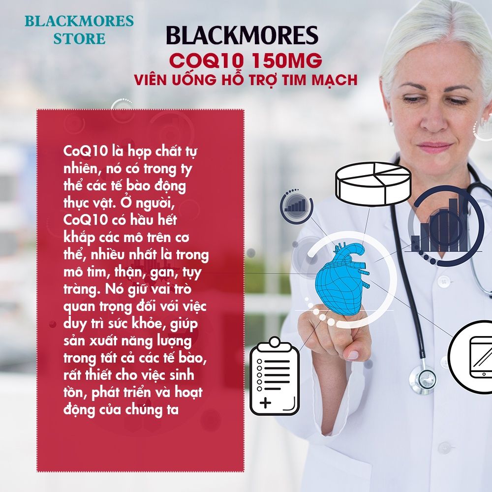 [30 Viên/Lọ] Viên Uống Hỗ Trợ Sức Khỏe & Tăng Đề Kháng Tim Mạch Blackmores Heart Health CoQ10 150mg