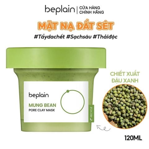 Mặt Nạ Đất Sét Beplain Thu Nhỏ Lỗ Chân Lông, Giảm Mụn Đầu Đen Mung Bean Pore Clay Mask 120ml