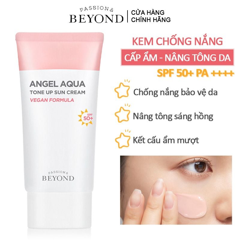 Kem Chống Nắng Beyond Cấp Ẩm, Nâng Tông Da, Thuần Chay Angel Aqua Tone-up Suncream SPF 50+ PA ++++ 50ml