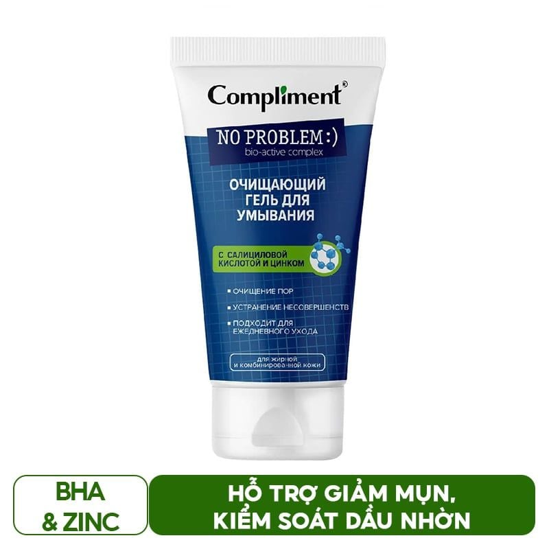 Sữa Rửa Mặt Compliment Làm Sạch Sâu, Hỗ Trợ Giảm Mụn Gel No Problem 200ml