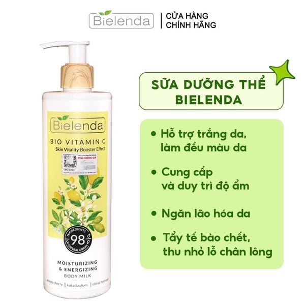 Sữa Dưỡng Thể Hỗ Trợ Trắng Da Bielenda Bio Vitamin C Moisturizing And Toning Body Milk 400ml
