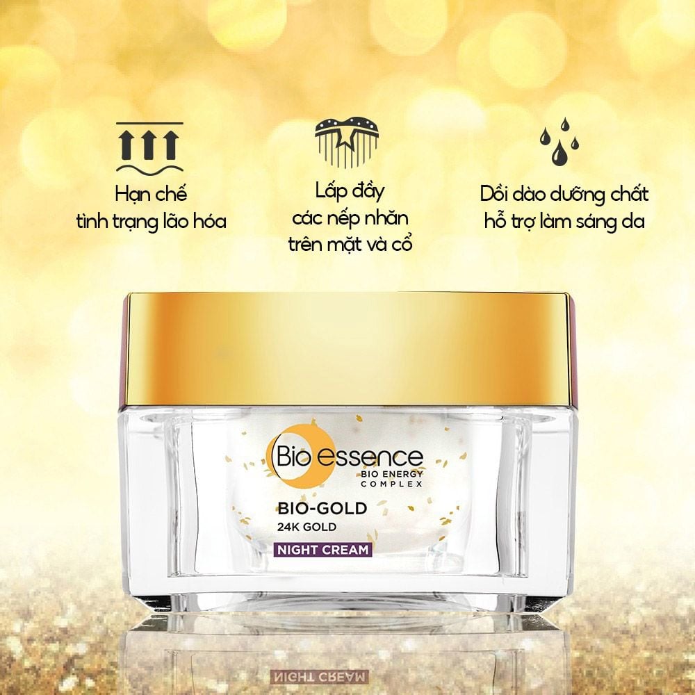 Kem Dưỡng Ban Đêm Bio-essence Cải Thiện Nếp Nhăn Chiết Xuất Vàng 24k Bio-Gold Night Cream 40g