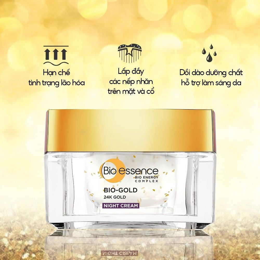 Kem Dưỡng Ban Đêm Cải Thiện Nếp Nhăn Chiết Xuất Vàng 24k Bio-essence Bio-Gold Night Cream 40g