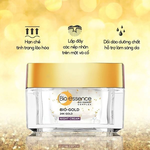  Kem Dưỡng Ban Đêm Bio-essence Cải Thiện Nếp Nhăn Chiết Xuất Vàng 24k Bio-Gold Night Cream 40g 