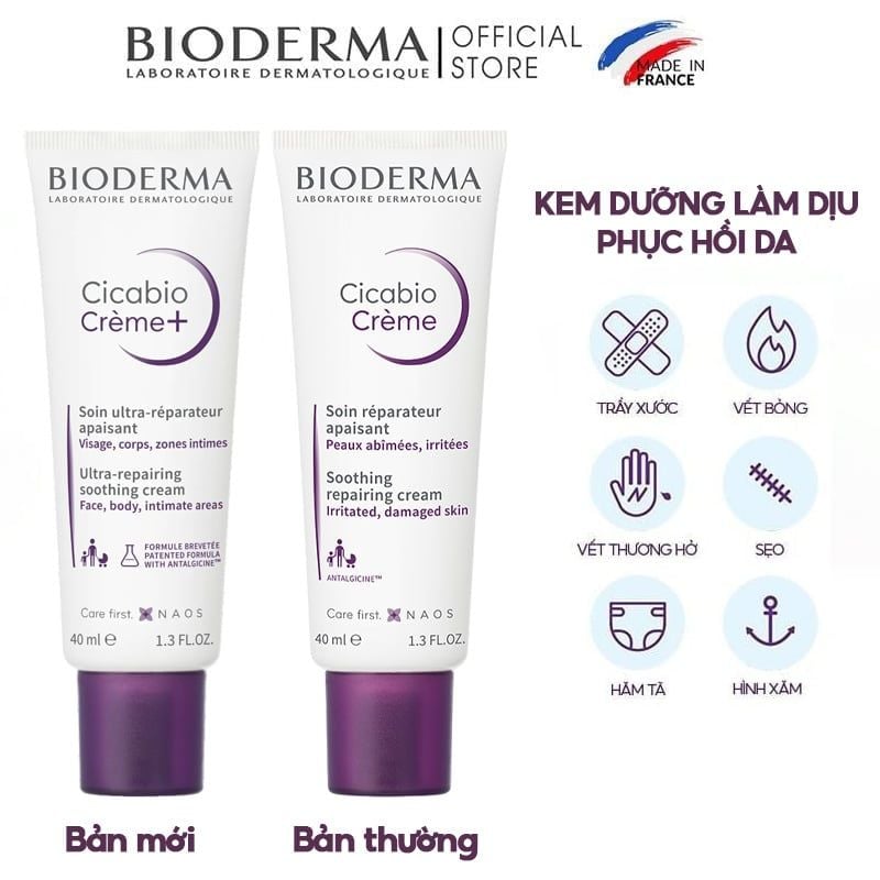 Kem Dưỡng Ẩm Bioderma Làm Dịu, Hỗ Trợ Phục Hồi Da Cicabio Creme+ 40ml