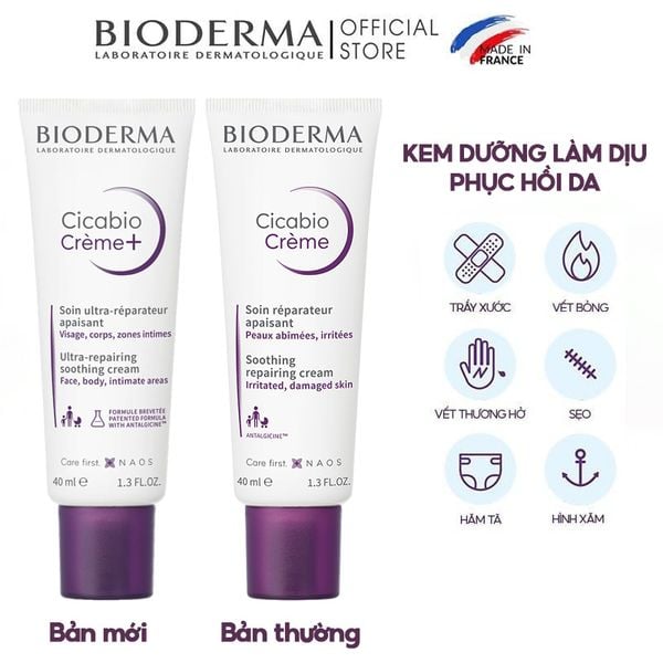 Kem Dưỡng Ẩm, Làm Dịu, Phục Hồi Da Bioderma Cicabio Creme+ 40ml