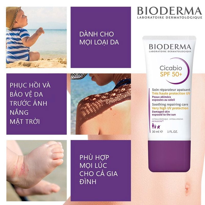 Kem Dưỡng Chống Nắng, Làm Dịu Da Bioderma Cicabio SPF50+