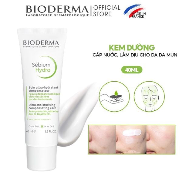  Kem Dưỡng Bioderma Cấp Nước, Làm Dịu Da Cho Da Mụn Sebium Hydra 40ml 
